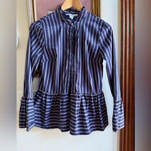 NWOT Belle Vere Striped Peplum Blouse
